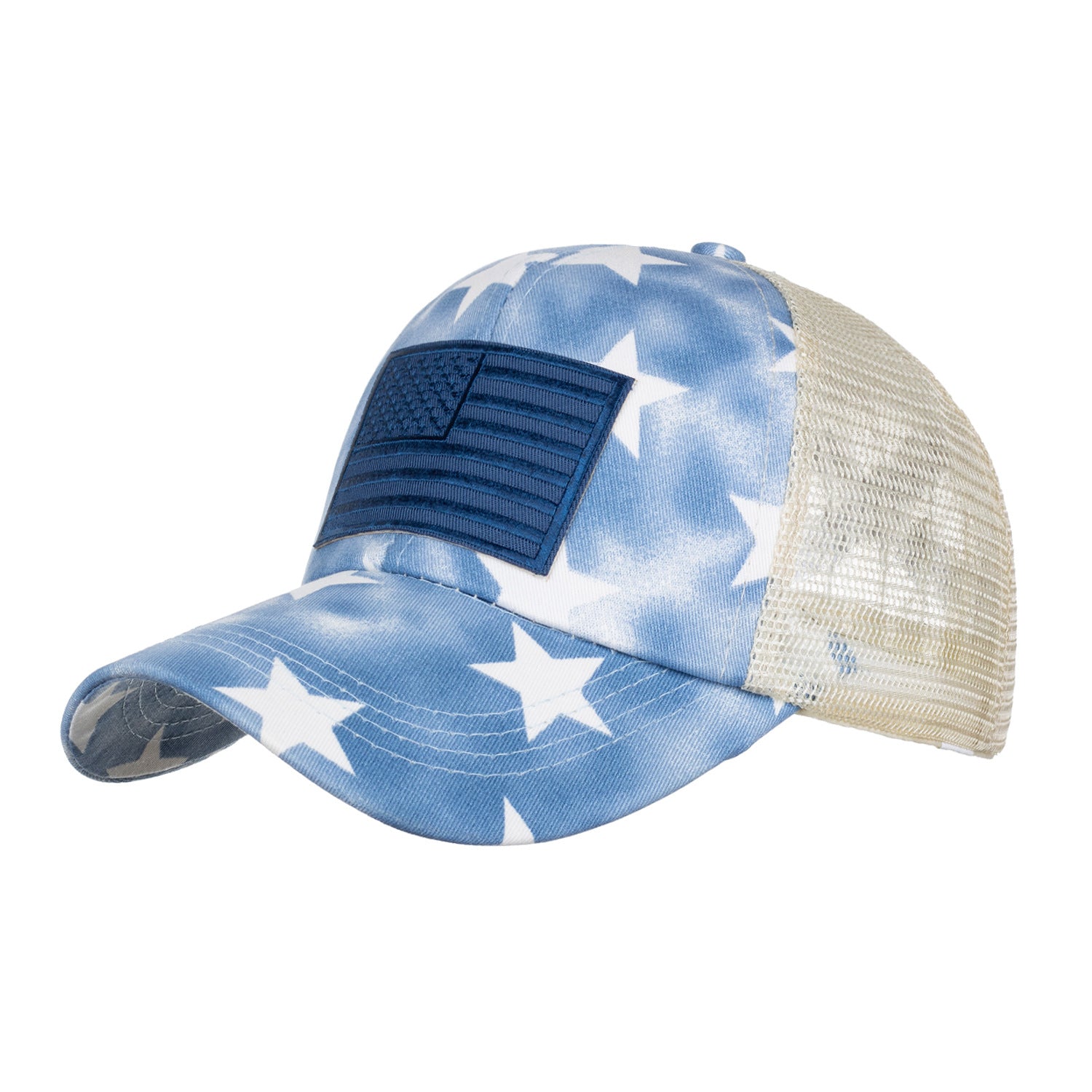 Wholesale Washed distressed five-pointed star cross elastic baseball cap
